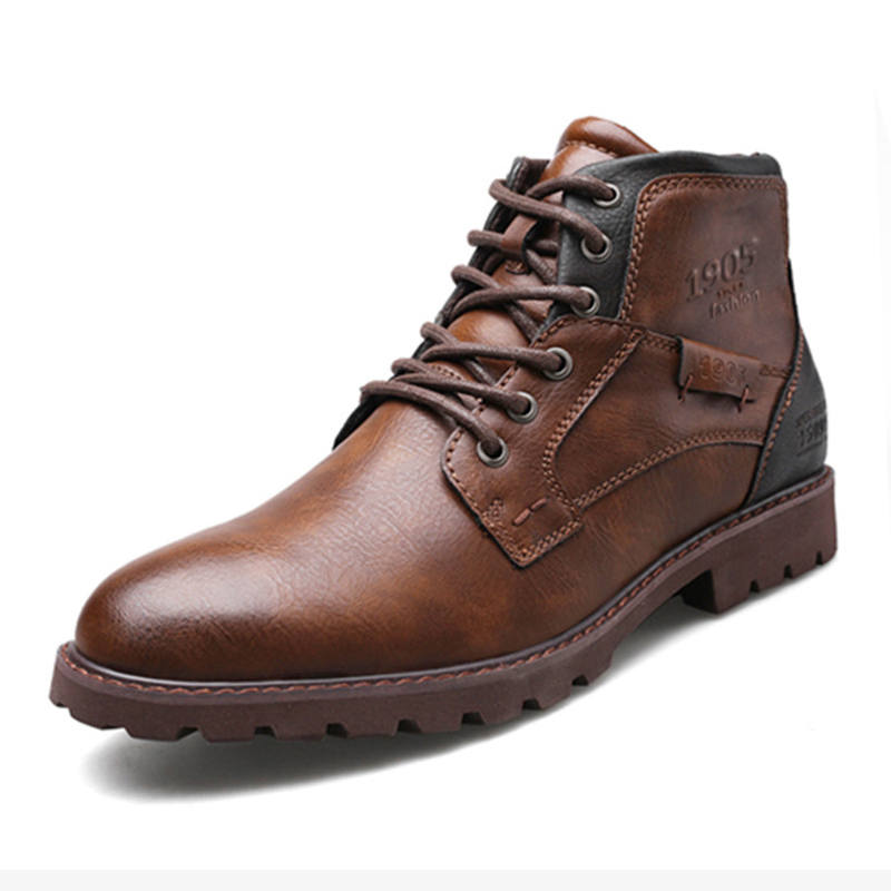 New Styles Men Retro Classic Outdoor Leather Ankle Shoes For Man High Cut Work Western Martin Boots