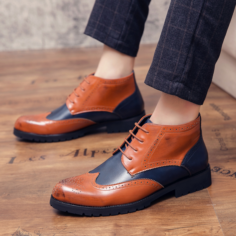 38-48 Men Heel Oxfords & Dress Short Ankle Shoes Anti-Slippery For Male Luxury Casual Formal Suit Leather Martin Boots