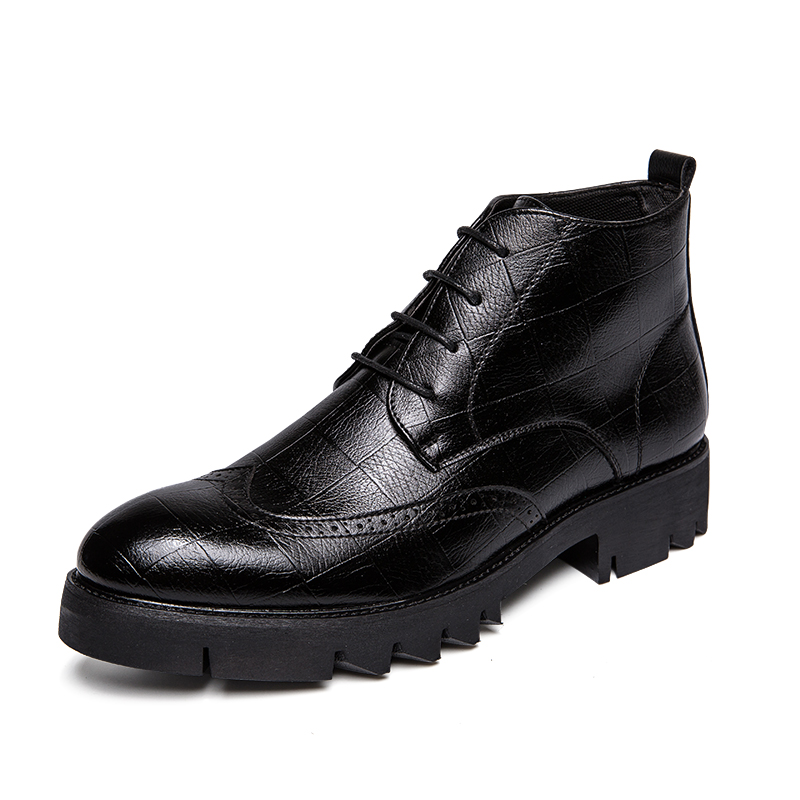 New Styles High Top Formal Walking Wedding Boots Office Casual Leather Oxfords Brogue Dress Shoes for Men