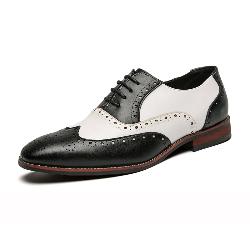 Styles Men Black White Formal Office Shoes Genuine Leather Executive Oxford & Dress Shoes
