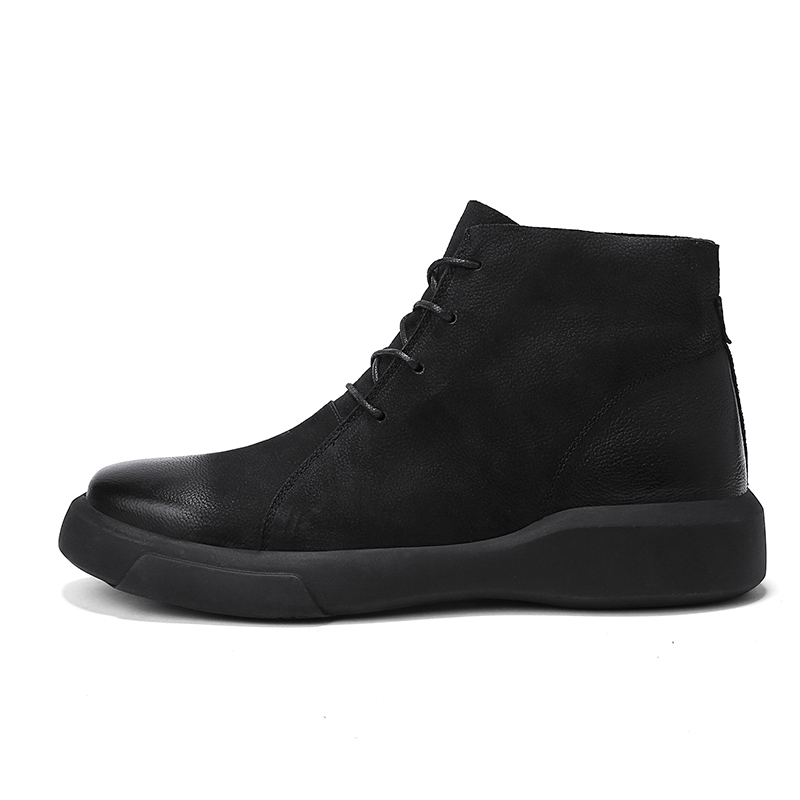 Lace-Up High Ankle Long Leather Shoes For Male Man British Genuine Cow Leather Martin Boots