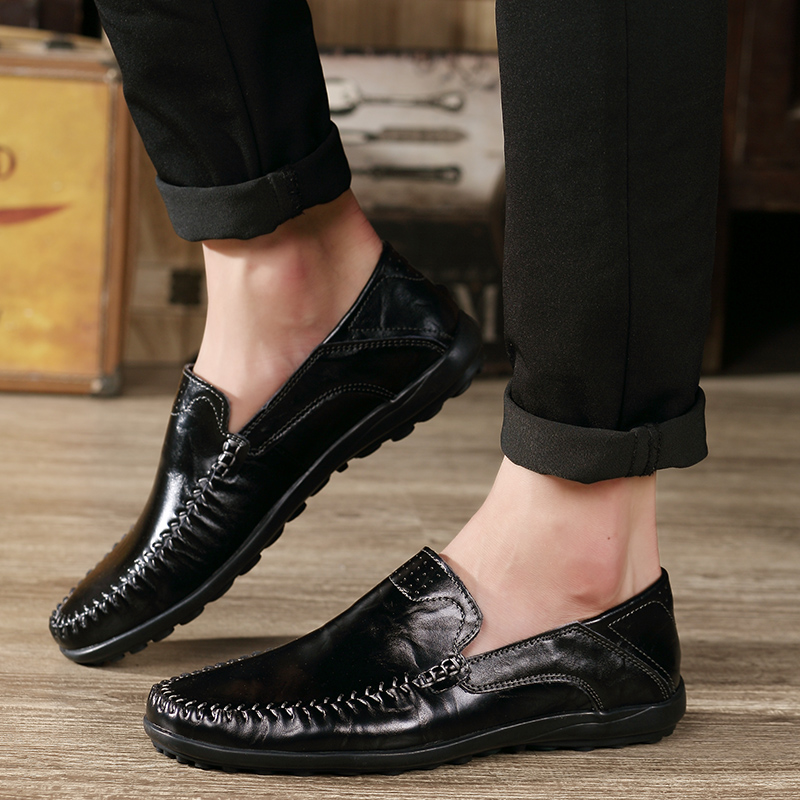 New Design Men Casual Smart Leather Dress Shoes For Summer Style Black Official Fashion Loafers Mocasin Walking Style Shoes