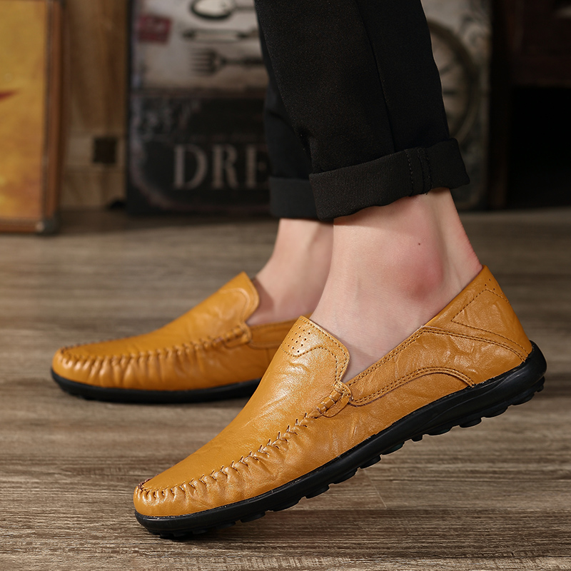 New Design Men Casual Smart Leather Dress Shoes For Summer Style Black Official Fashion Loafers Mocasin Walking Style Shoes