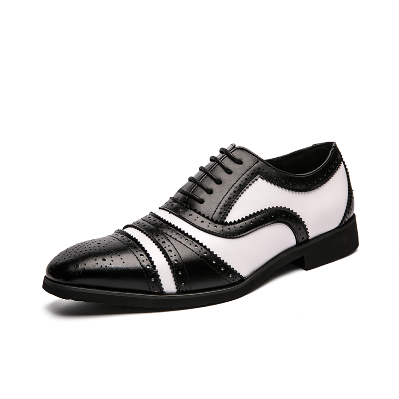 Styles Men Black White Formal Office Shoes Genuine Leather Executive Oxford & Dress Shoes
